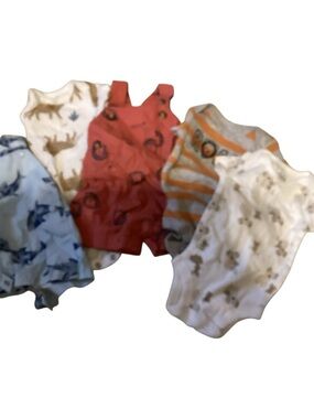 Baby Cotton Romper Set - Red, Blue, White, Tan